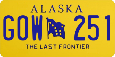 AK license plate GOW251