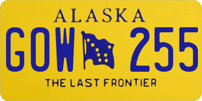 AK license plate GOW255