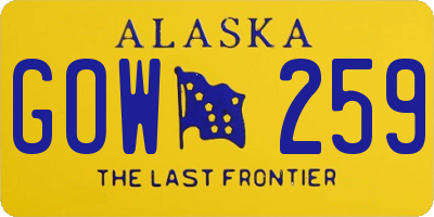 AK license plate GOW259