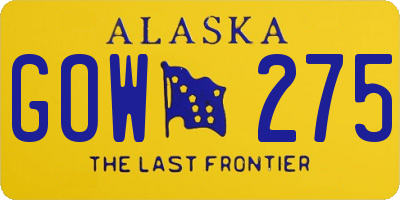 AK license plate GOW275