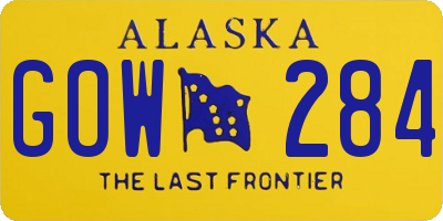 AK license plate GOW284