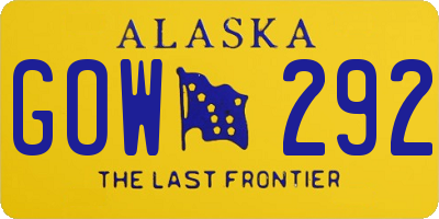 AK license plate GOW292
