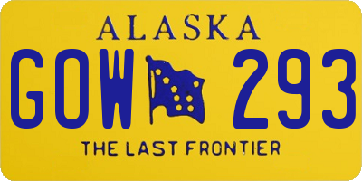 AK license plate GOW293