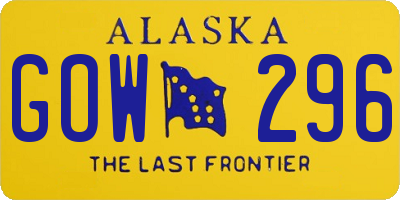 AK license plate GOW296