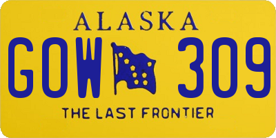 AK license plate GOW309