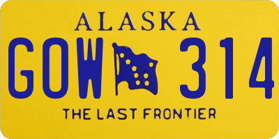 AK license plate GOW314