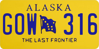 AK license plate GOW316