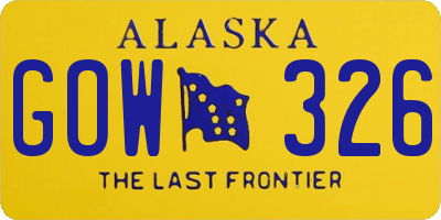 AK license plate GOW326