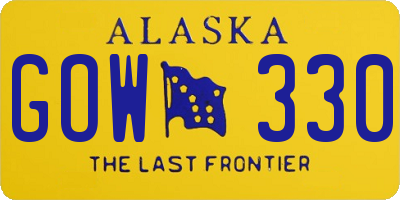 AK license plate GOW330