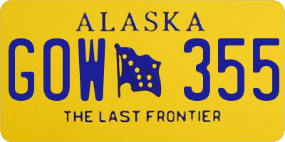 AK license plate GOW355