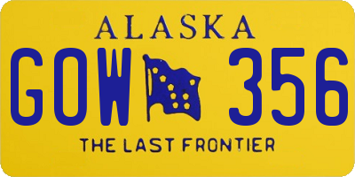 AK license plate GOW356