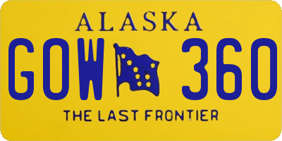 AK license plate GOW360