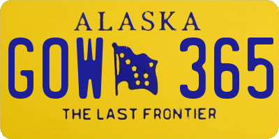 AK license plate GOW365