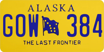 AK license plate GOW384