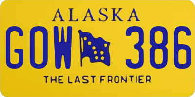 AK license plate GOW386