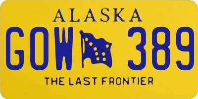 AK license plate GOW389
