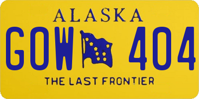 AK license plate GOW404