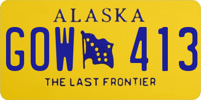 AK license plate GOW413