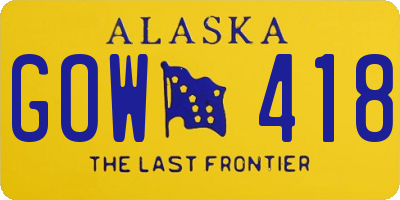AK license plate GOW418