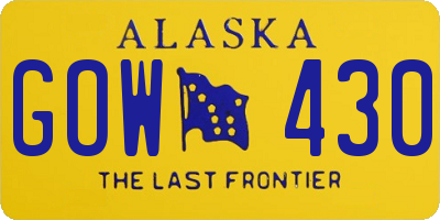 AK license plate GOW430