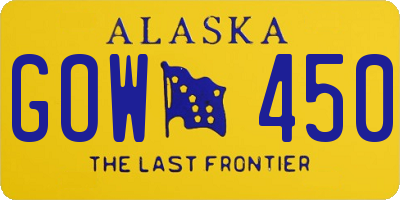AK license plate GOW450