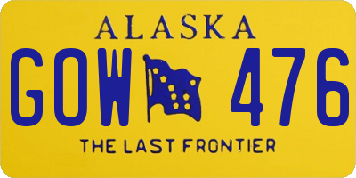 AK license plate GOW476