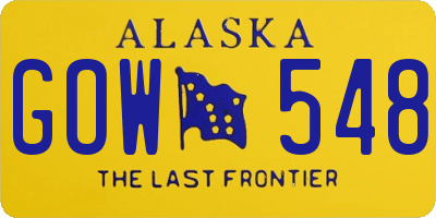 AK license plate GOW548
