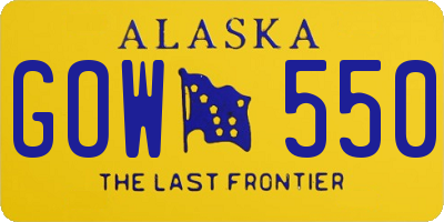 AK license plate GOW550