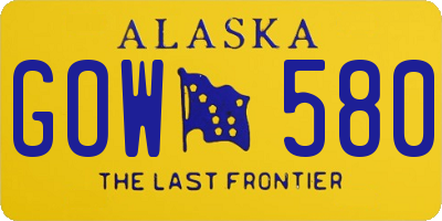 AK license plate GOW580