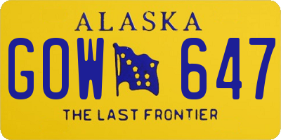 AK license plate GOW647