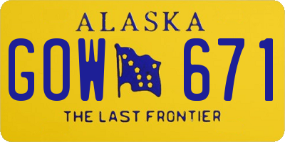 AK license plate GOW671