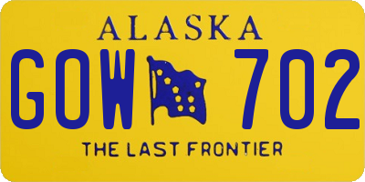 AK license plate GOW702