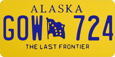 AK license plate GOW724