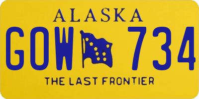 AK license plate GOW734