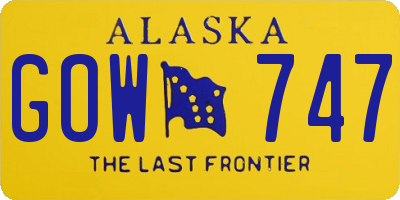 AK license plate GOW747