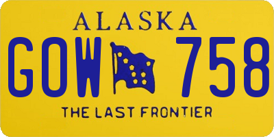AK license plate GOW758