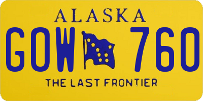AK license plate GOW760