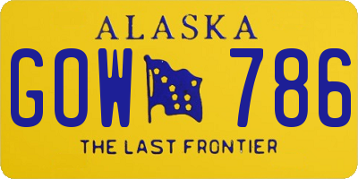 AK license plate GOW786