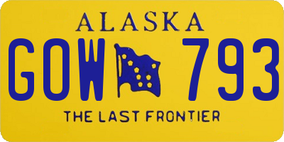 AK license plate GOW793