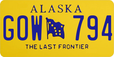 AK license plate GOW794