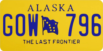 AK license plate GOW796