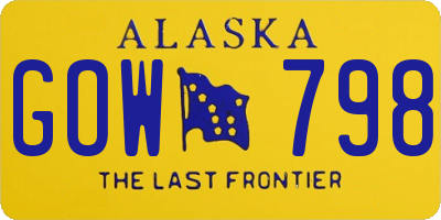 AK license plate GOW798