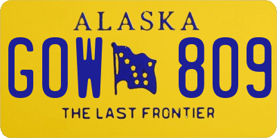 AK license plate GOW809