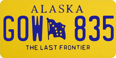 AK license plate GOW835