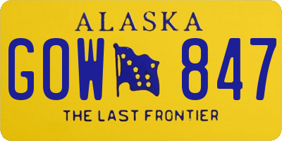 AK license plate GOW847