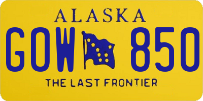 AK license plate GOW850