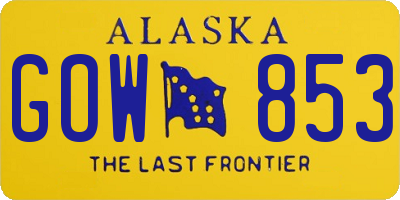 AK license plate GOW853