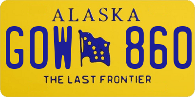 AK license plate GOW860