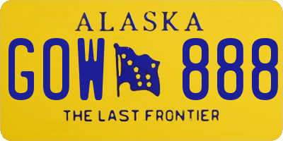 AK license plate GOW888