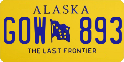 AK license plate GOW893